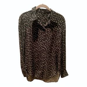 Theory black star print silk chiffon blouse